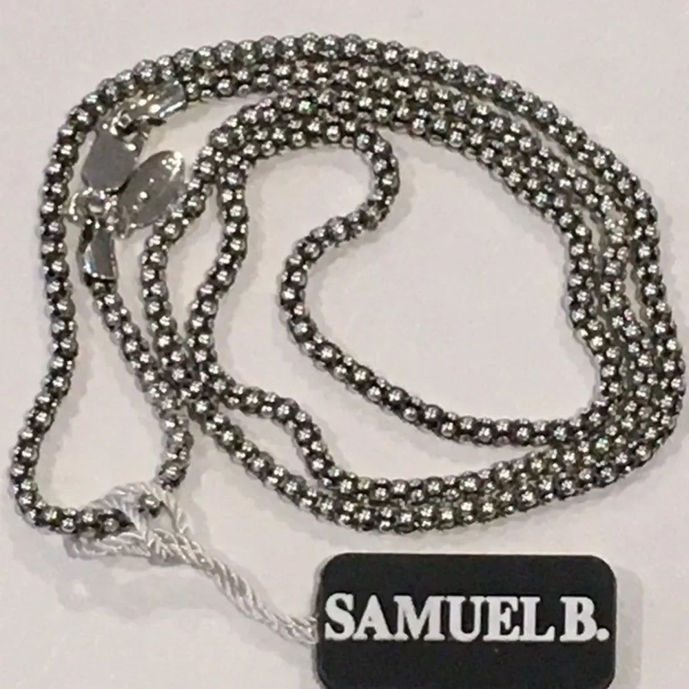SAMUEL B Sterling Silver 925 Oxidized Popcorn Necklace 24 inches 3mm NWT - Picture 6 of 12